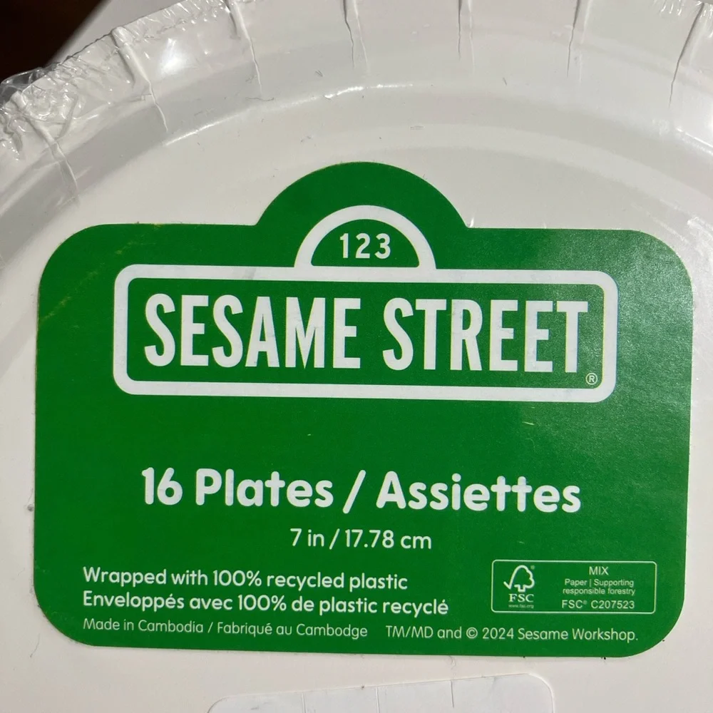 Baby Sesame Street Party Plates - Blue NEW